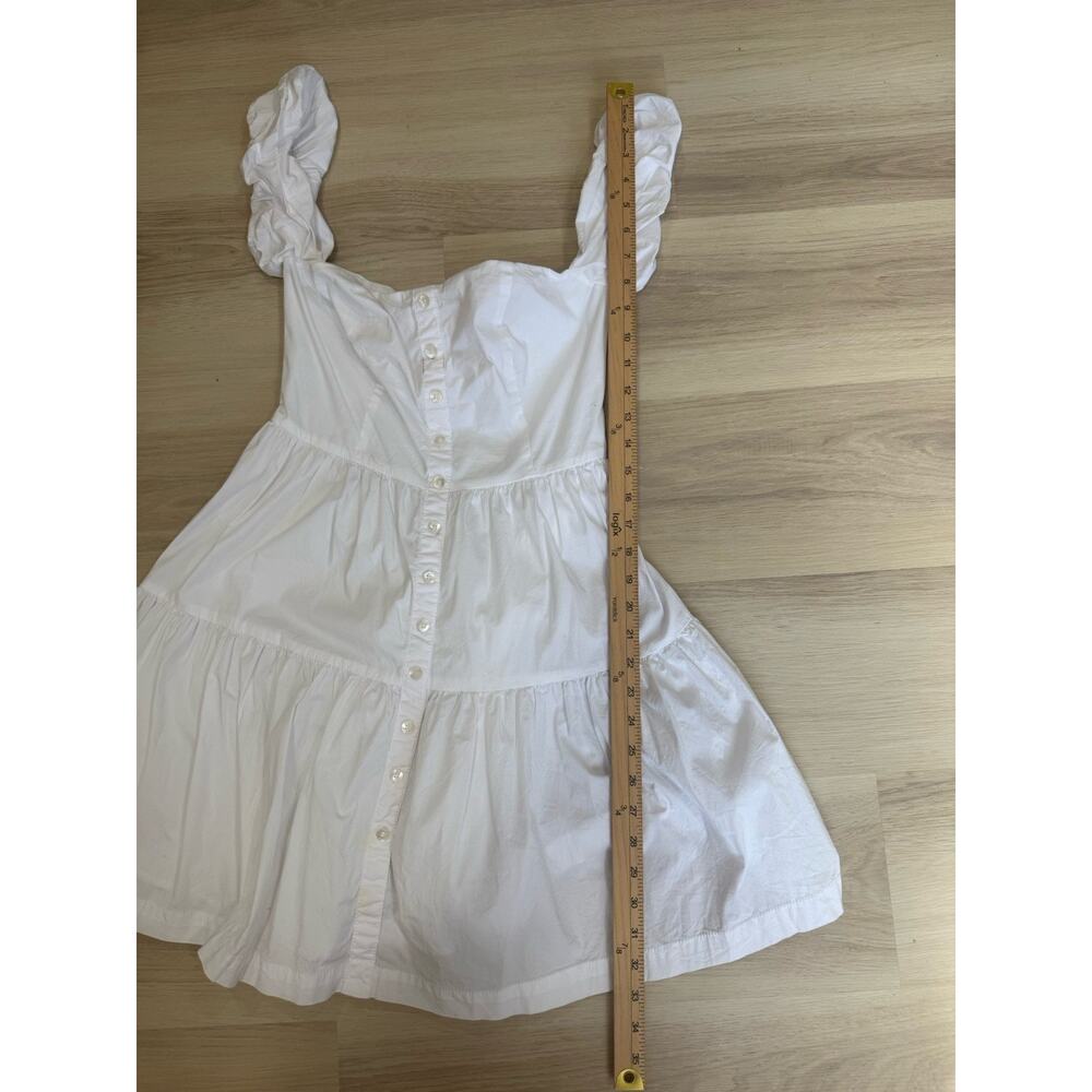 Staud Elio Off Shoulder Mini Dress Size 6 Women Preppy Cotton Blend Tiered White - Picture 6 of 7